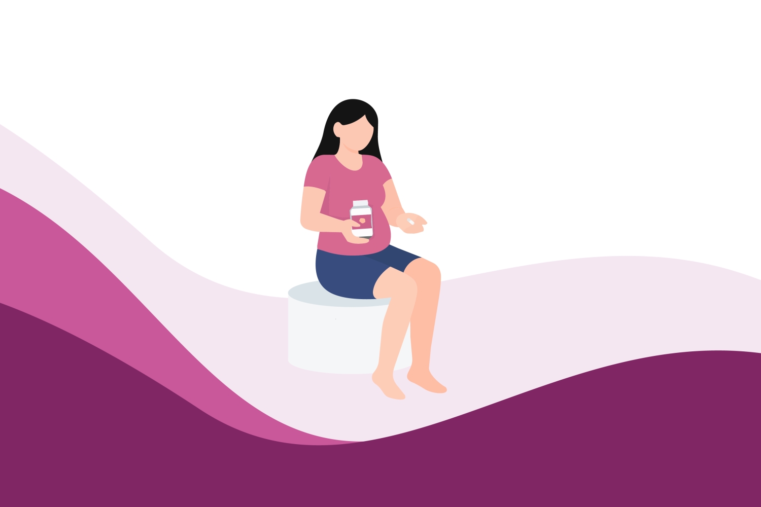 Woman sitting and taking daily prenatal vitamins to support pre-pregnancy health and early fetal development