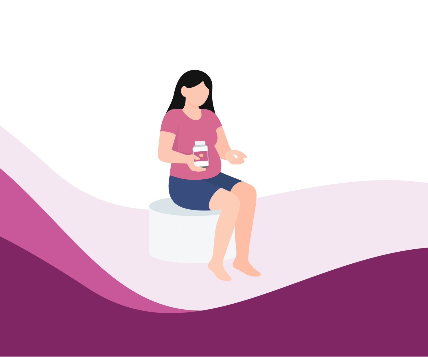 Woman sitting and taking daily prenatal vitamins to support pre-pregnancy health and early fetal development