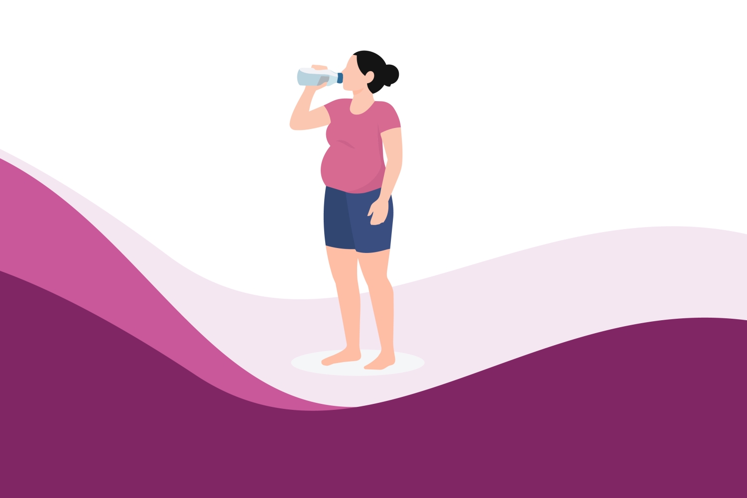 Pregnant woman drinking water to maintain hydration and support healthy pregnancy