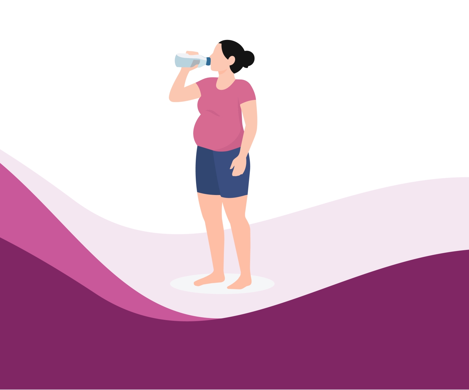 Pregnant woman drinking water to maintain hydration and support healthy pregnancy