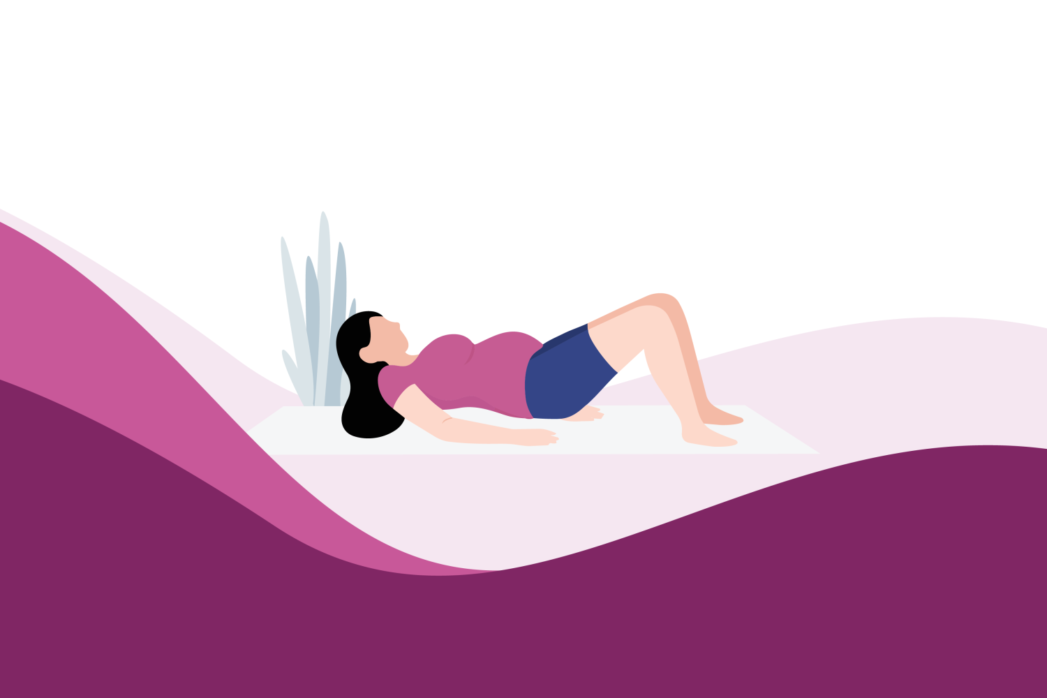 Pregnant woman performing a pelvic bridge exercise to support pelvic floor strength during pregnancy.