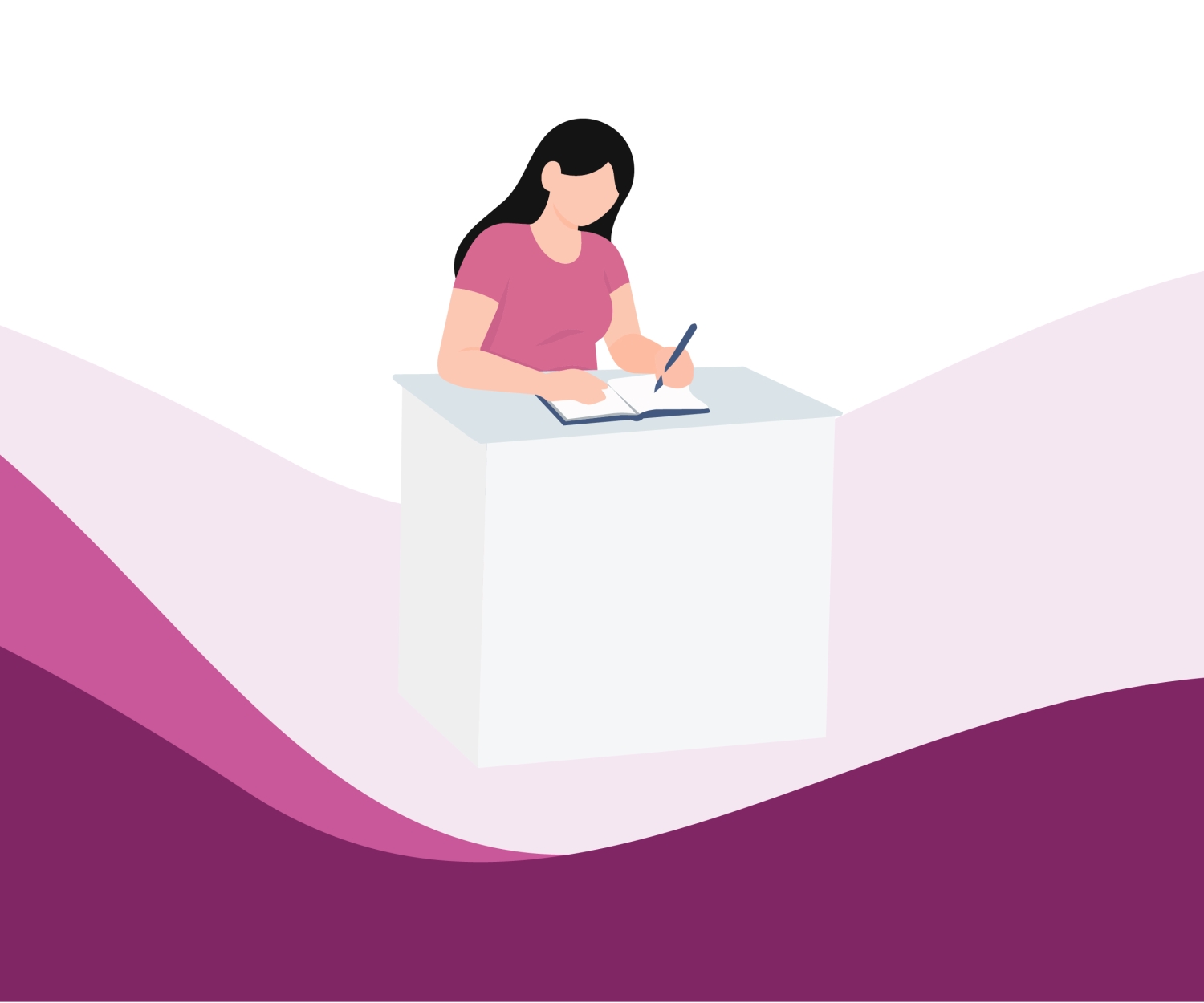 Woman writing notes to track pregnancy symptoms, mood and wellbeing in early pregnancy