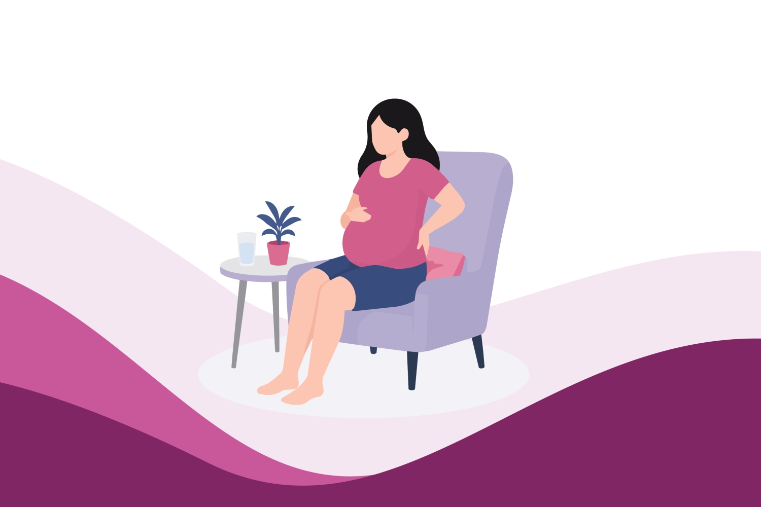 Pregnant woman resting during the final weeks of pregnancy as her body prepares for labour
