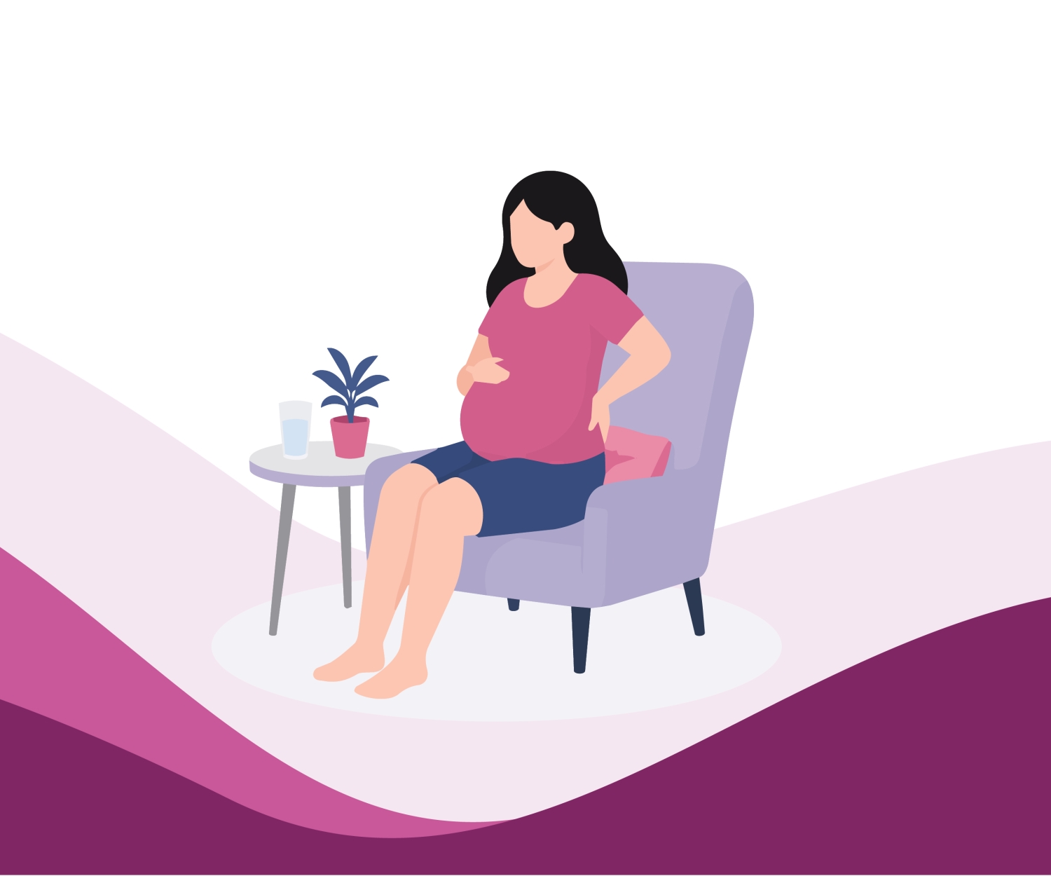 Pregnant woman resting during the final weeks of pregnancy as her body prepares for labour